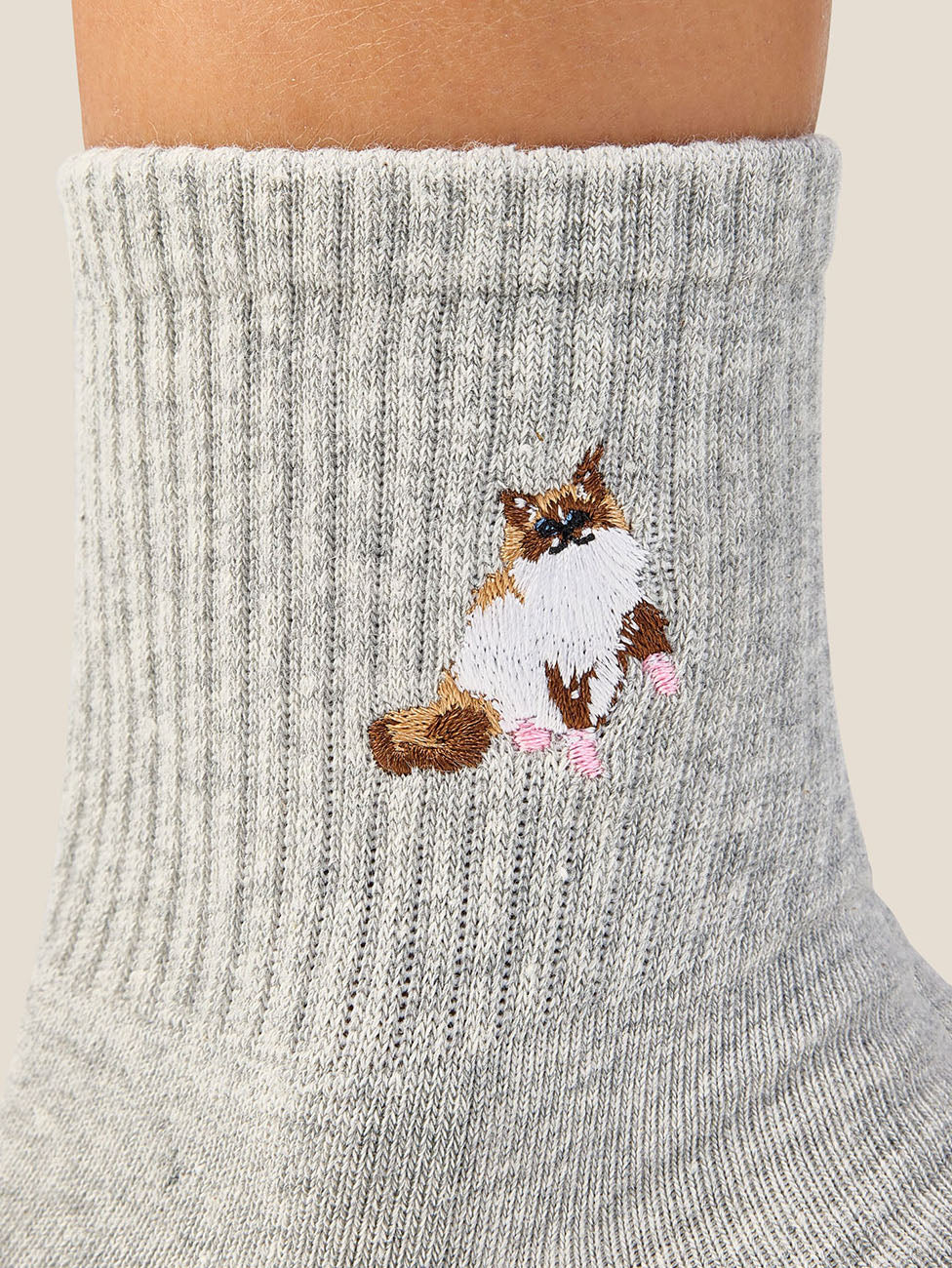 MoveActive Ginger Cat Grey Marle  Crew Grip Socks