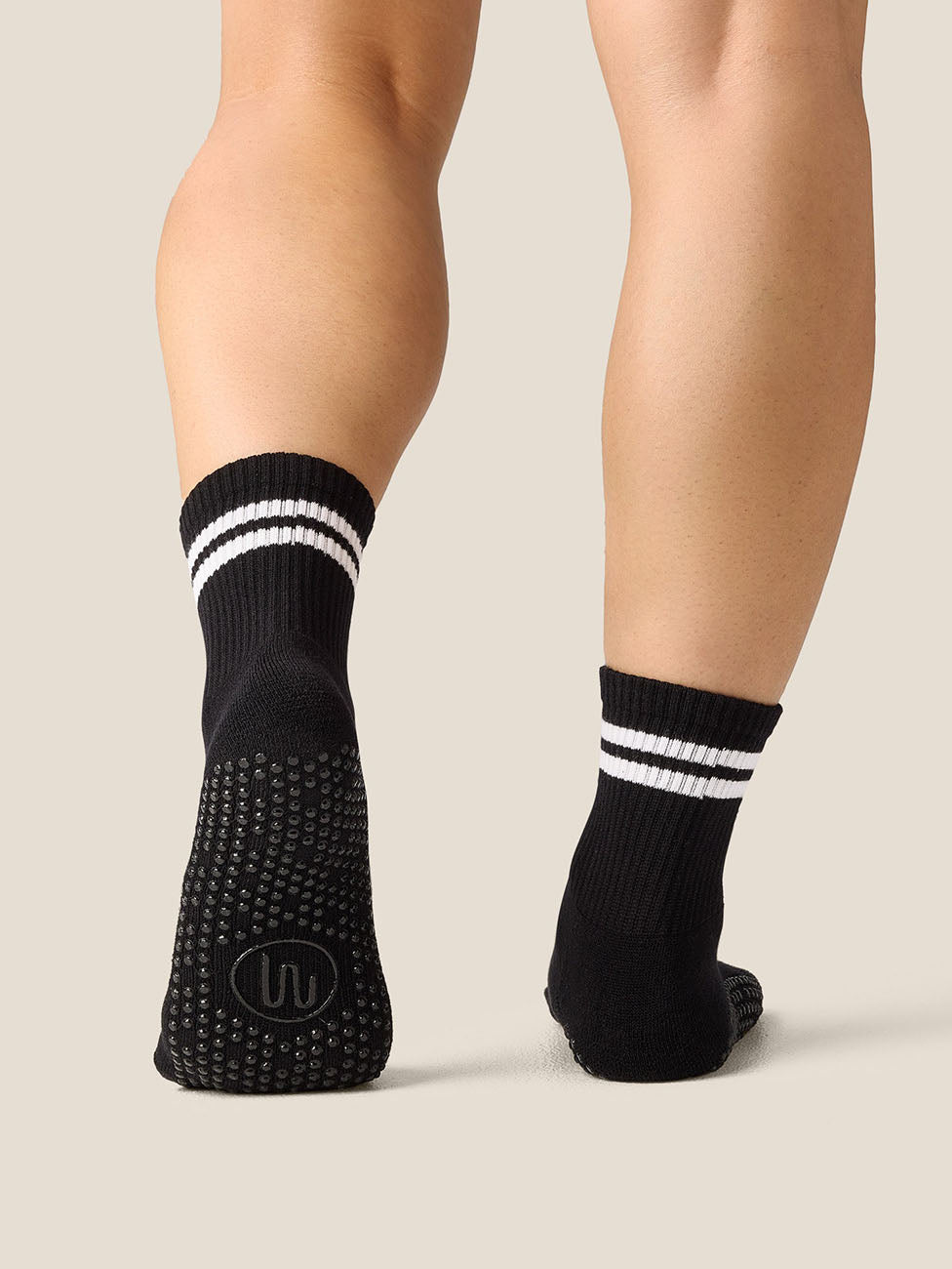 MoveActive Sporty Stripe Black  Crew Grip Socks