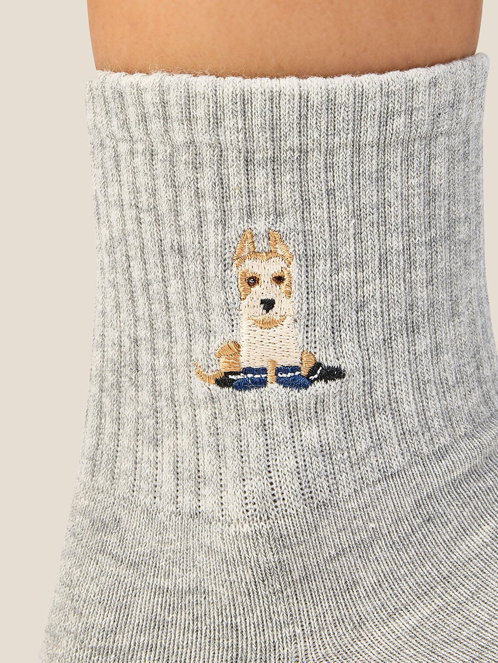 MoveActive Terrier Grey Marle  Crew Grip Socks