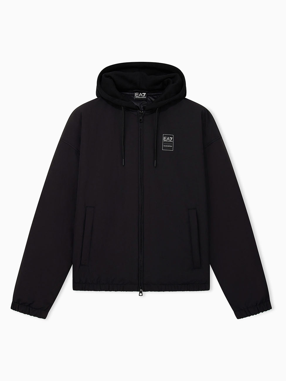 EA7 Black Oversized Hooded Blouson Jacket