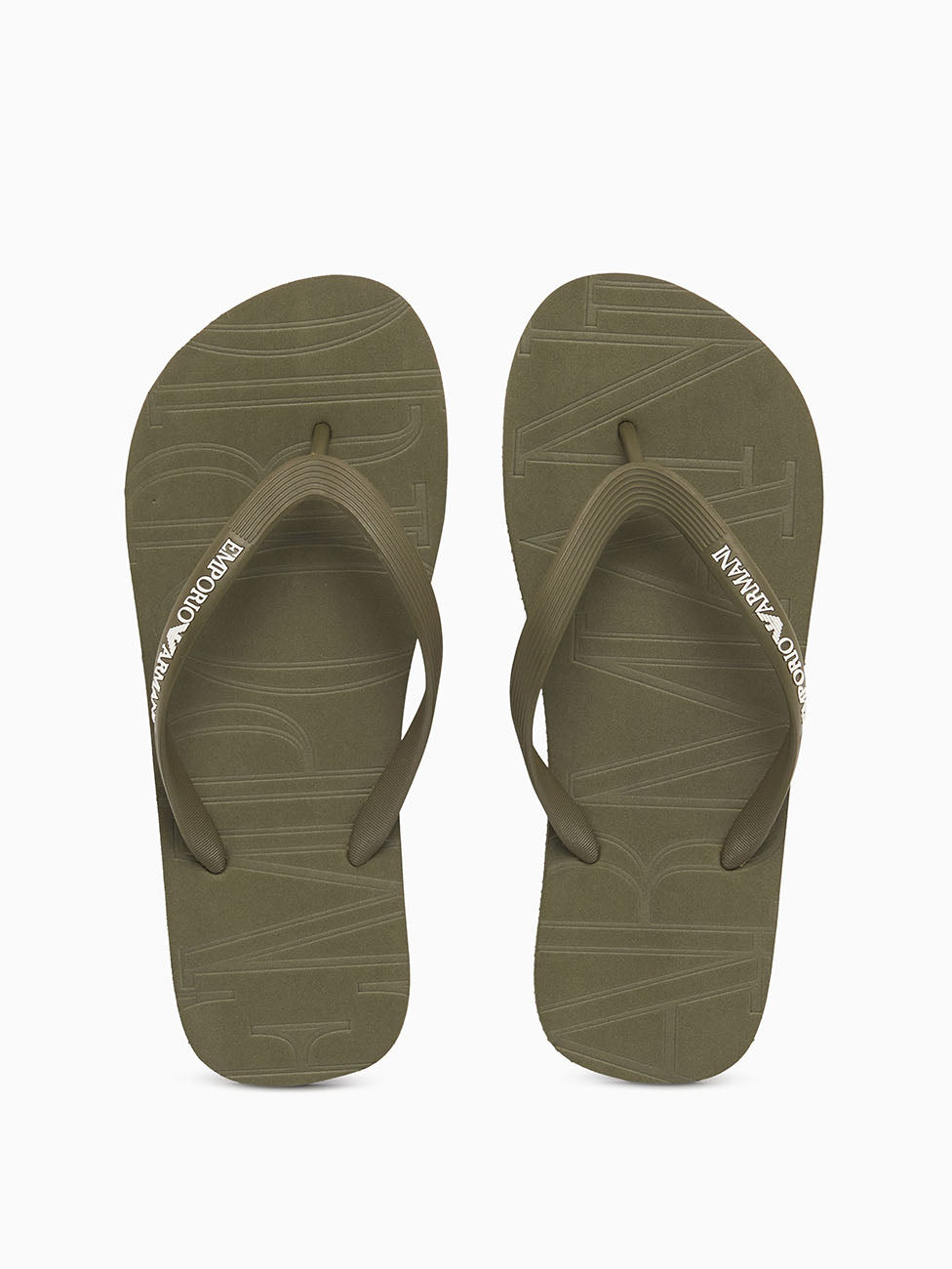 Emporio Armani Olive Green Rubber Flip Flops