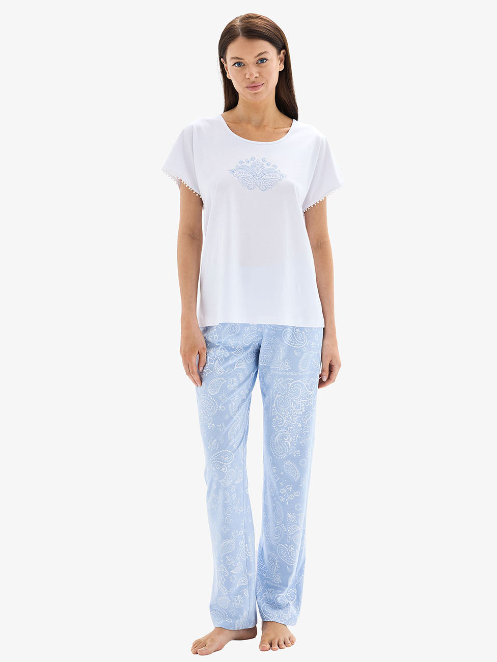 Blackspade White & Blue Women's Pyjama