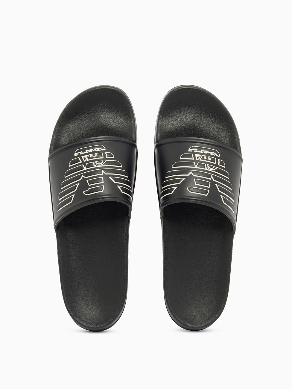 Emporio Armani Black & White Oversized Eagle Slippers
