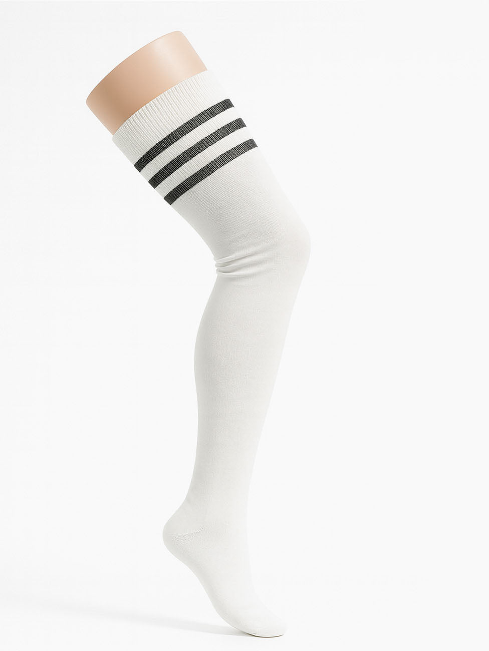 Socks Women White Striped Thigh-highs