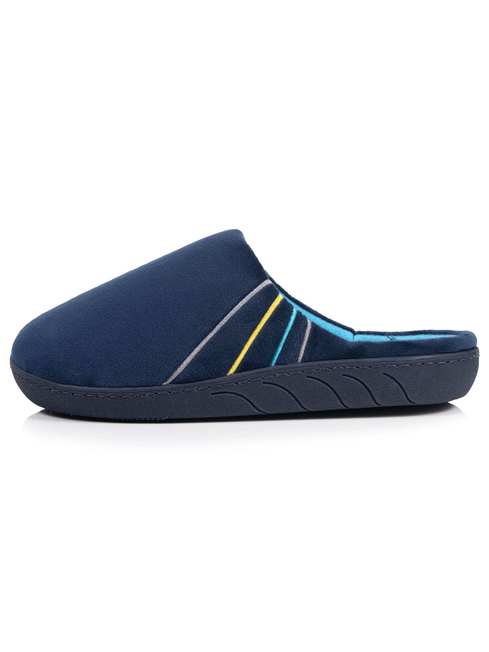 Isotoner Navy Boys Junior Velour Mule Slippers