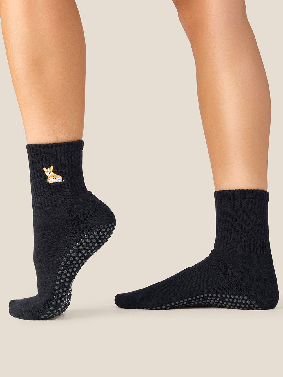 MoveActive Corgi Black  Crew Grip Socks