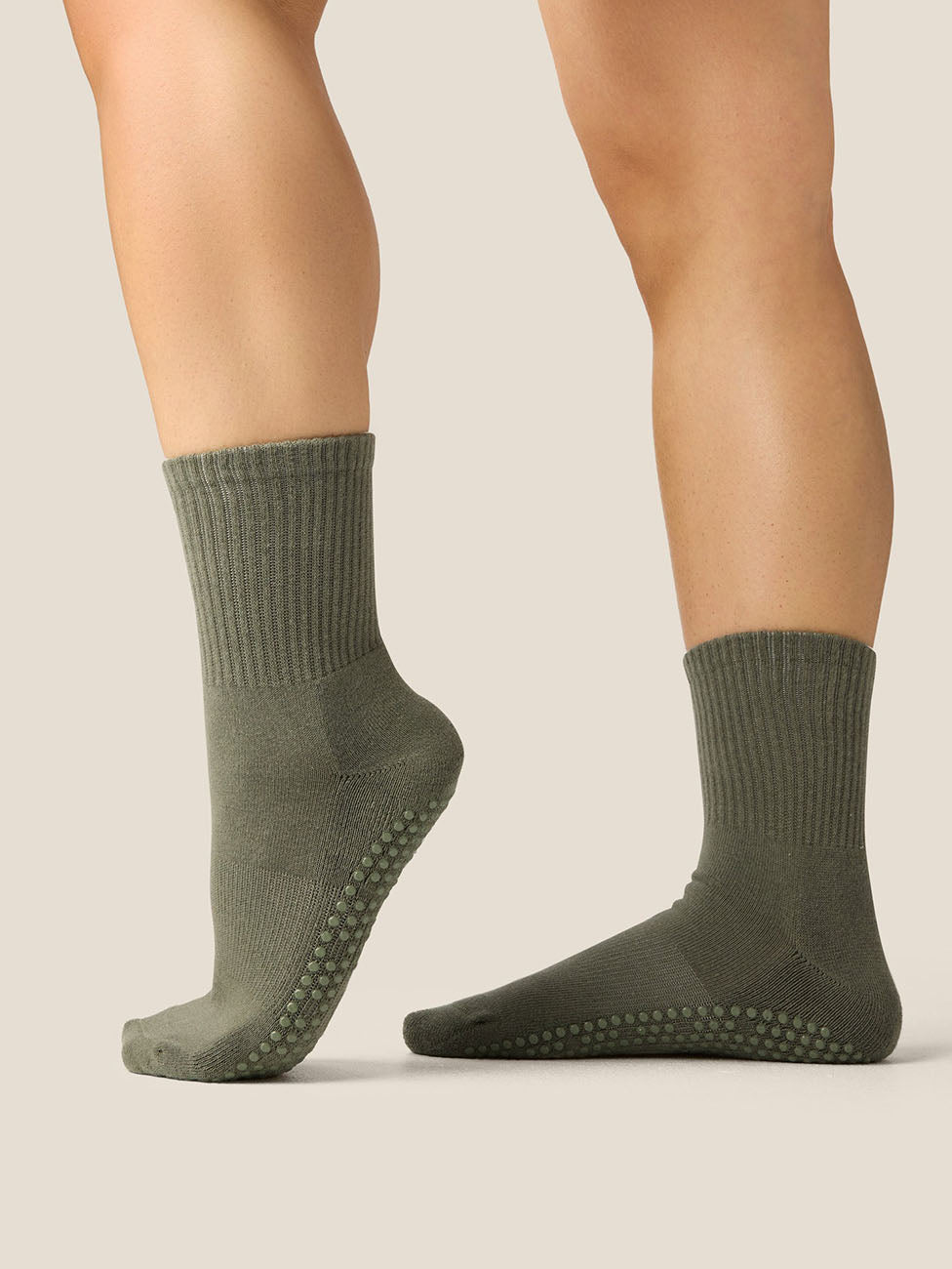 MoveActive Khaki  Crew Grip Socks