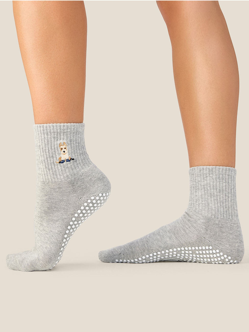 MoveActive Terrier Grey Marle  Crew Grip Socks