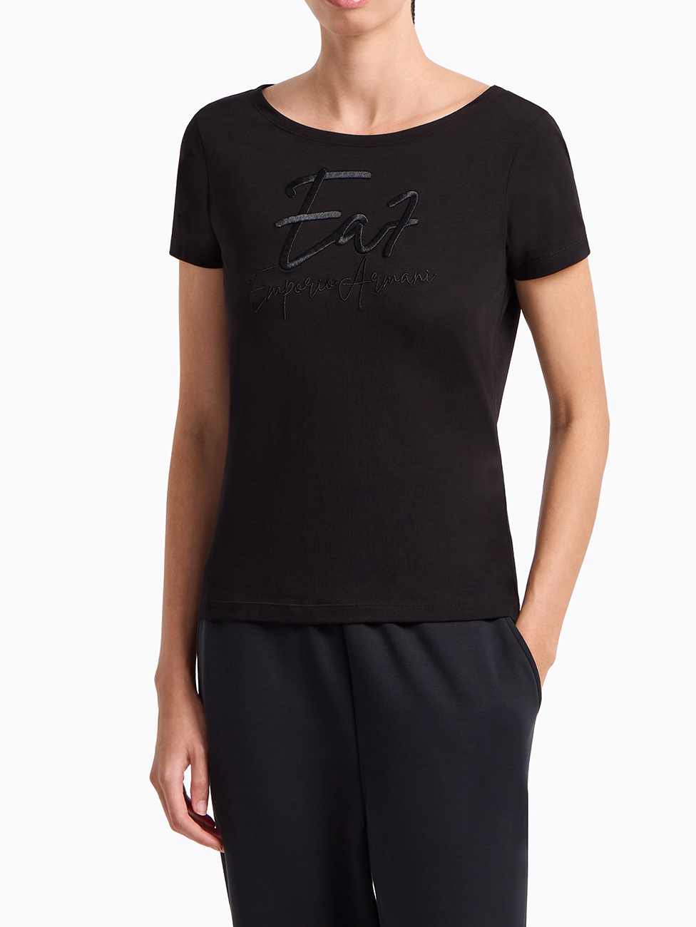 EA7 Logo Series Stretch-Cotton Boat-Neck T-Shirt