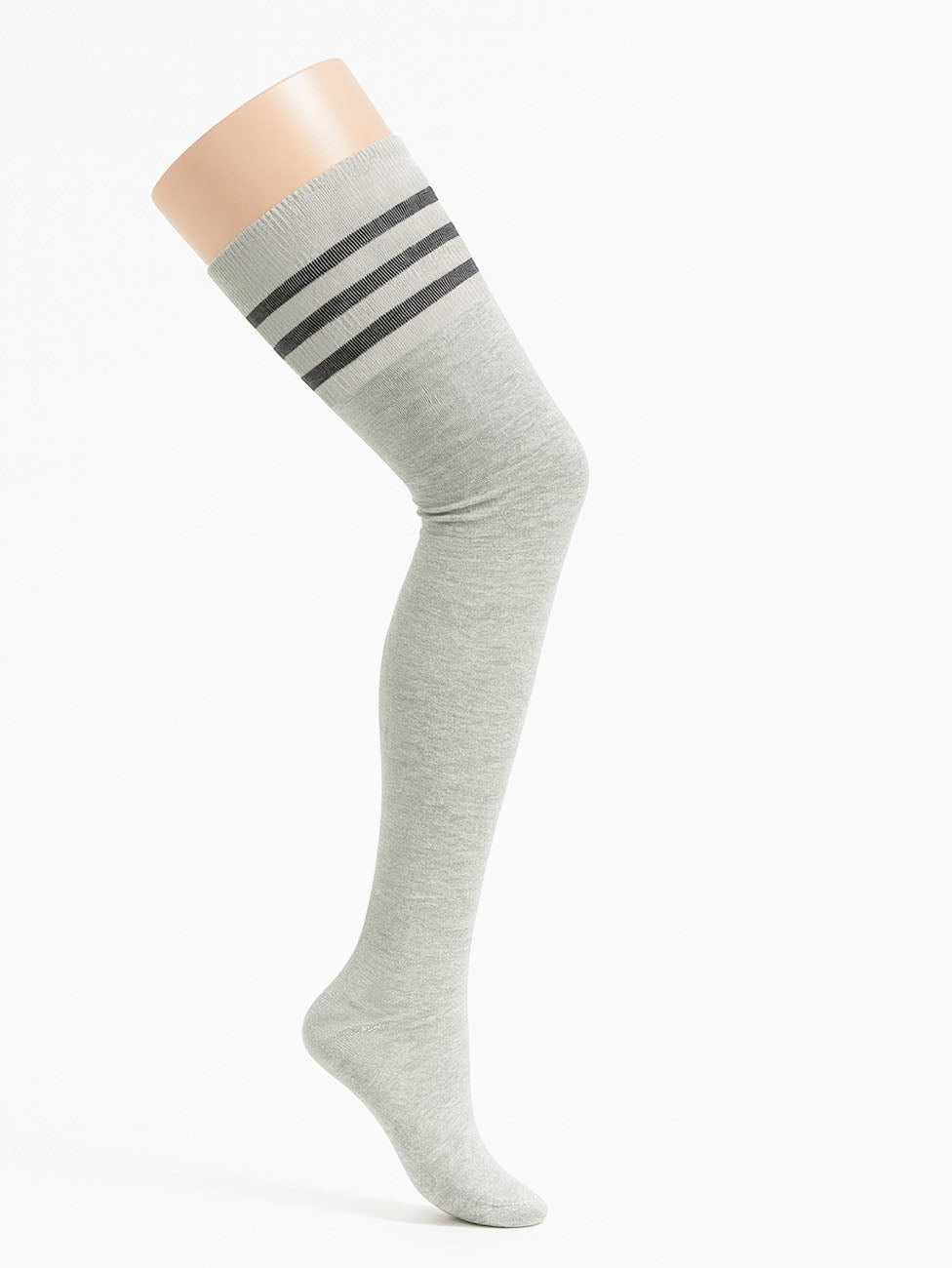 Socks Women Grey Striped Thigh-highs