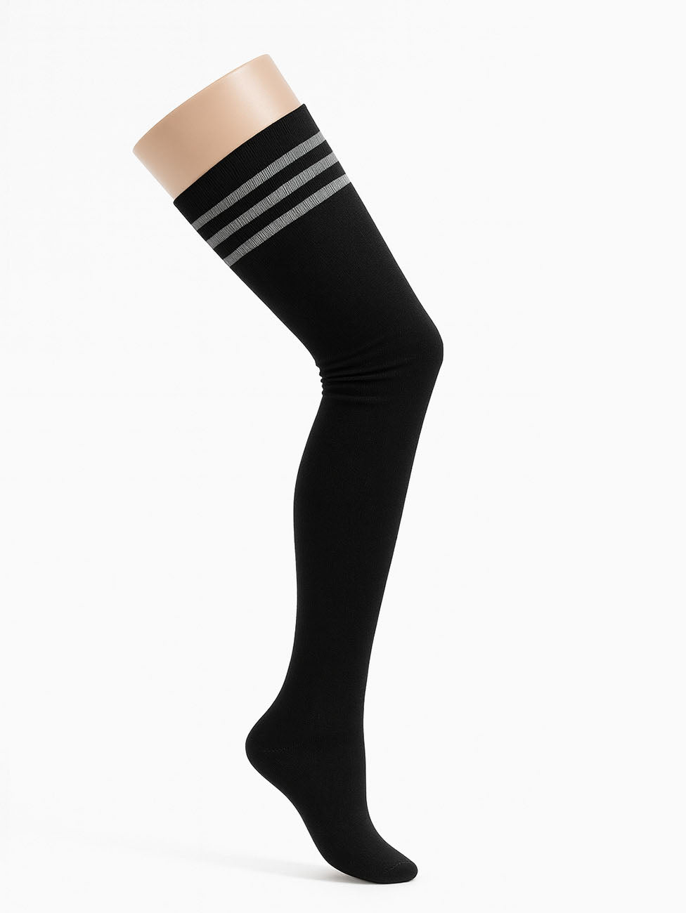 Socks Women Black Striped Thigh-highs