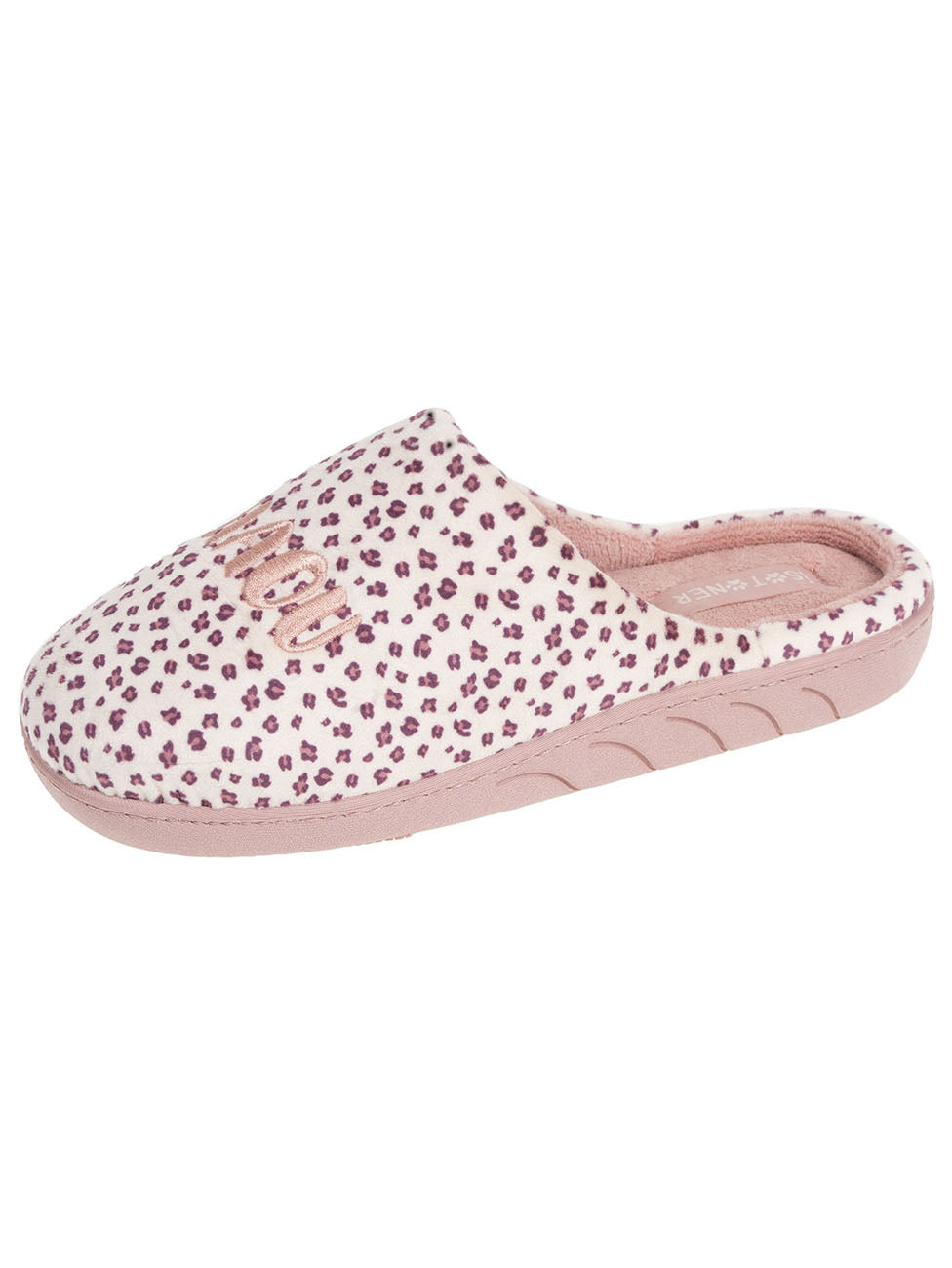Isotoner Leopard Girls Junior Velour Mule Slippers