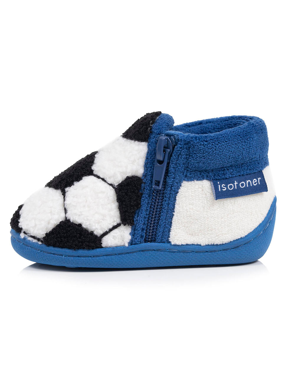 Isotoner Blue Baby Boys Zip Boucle Boot Slippers