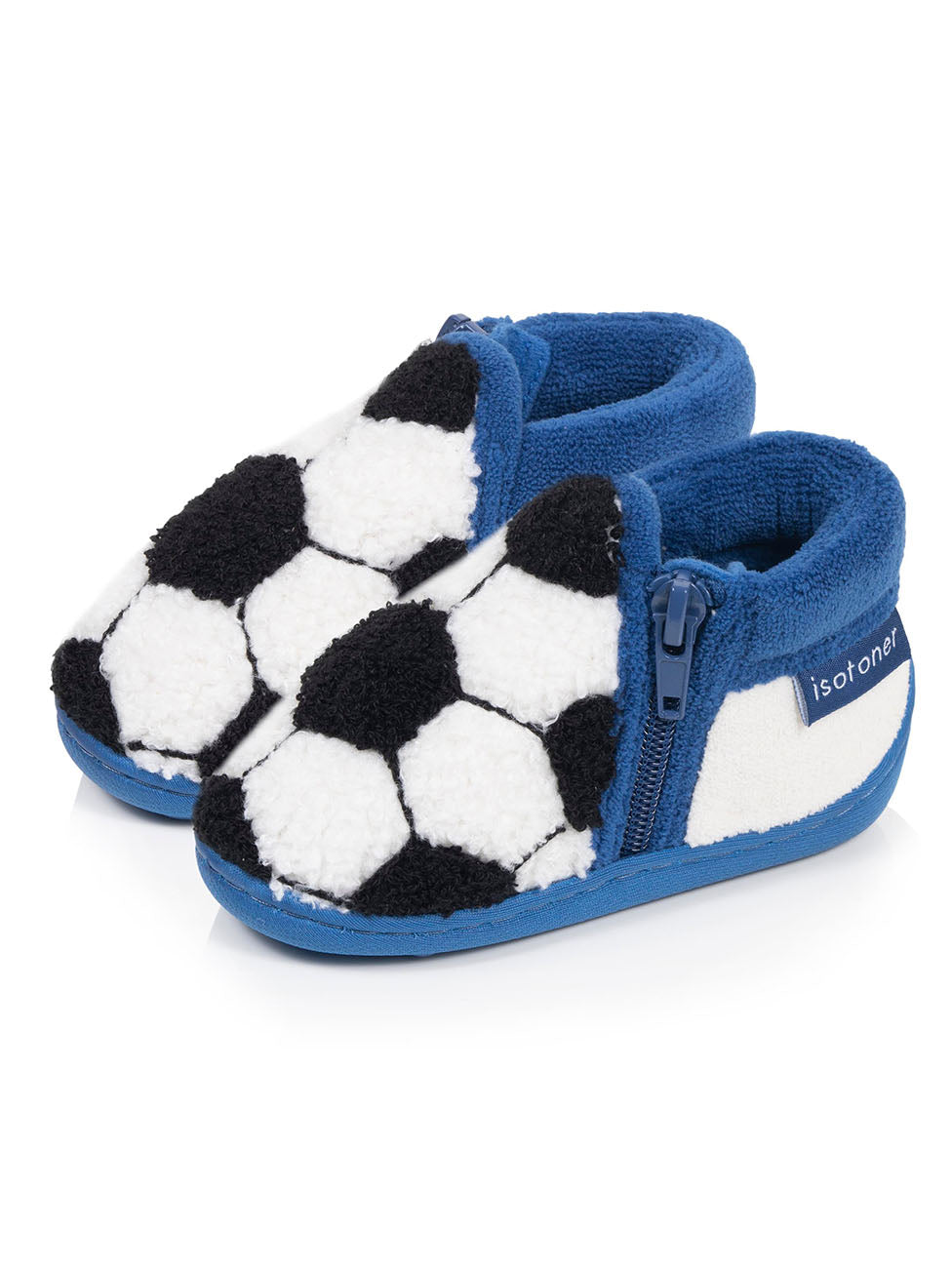 Isotoner Blue Baby Boys Zip Boucle Boot Slippers