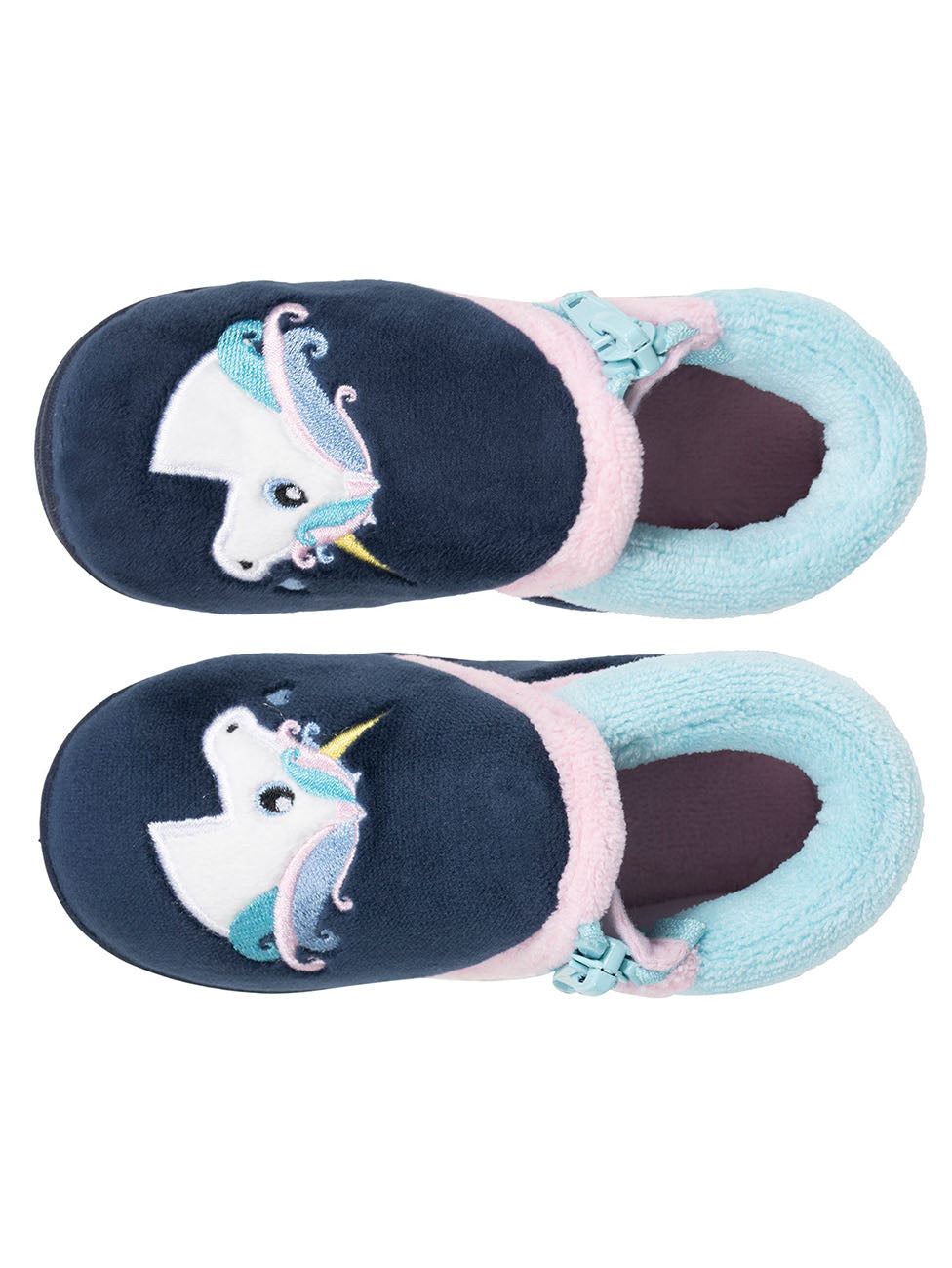 Isotoner Navy Baby Girls Zip Velour Boot Slippers
