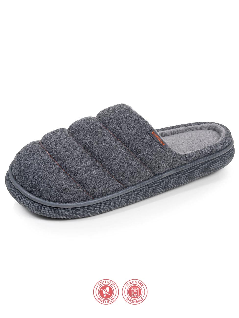 Isotoner Marl Grey Men's BLOUP Fleece Mule Slippers