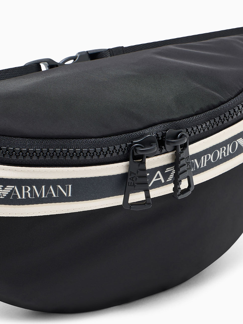 EA7 Black Logo Tape Waist Bag