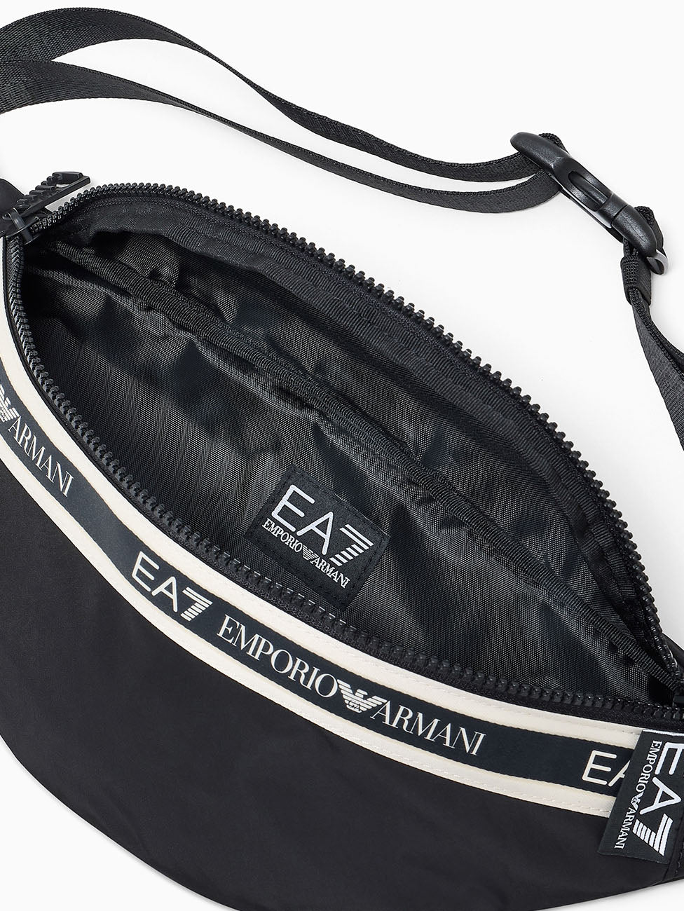 EA7 Black Logo Tape Waist Bag
