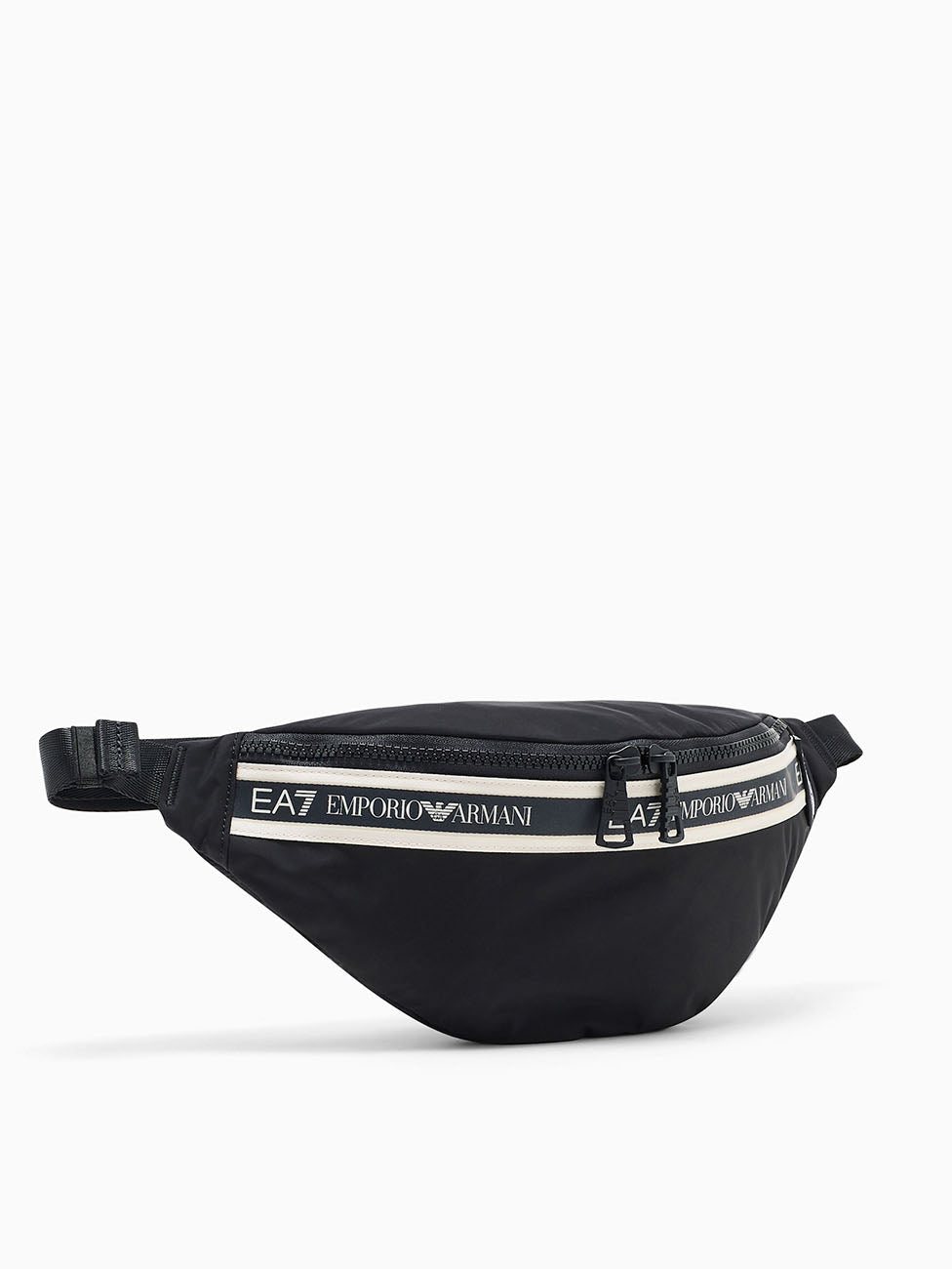 EA7 Black Logo Tape Waist Bag