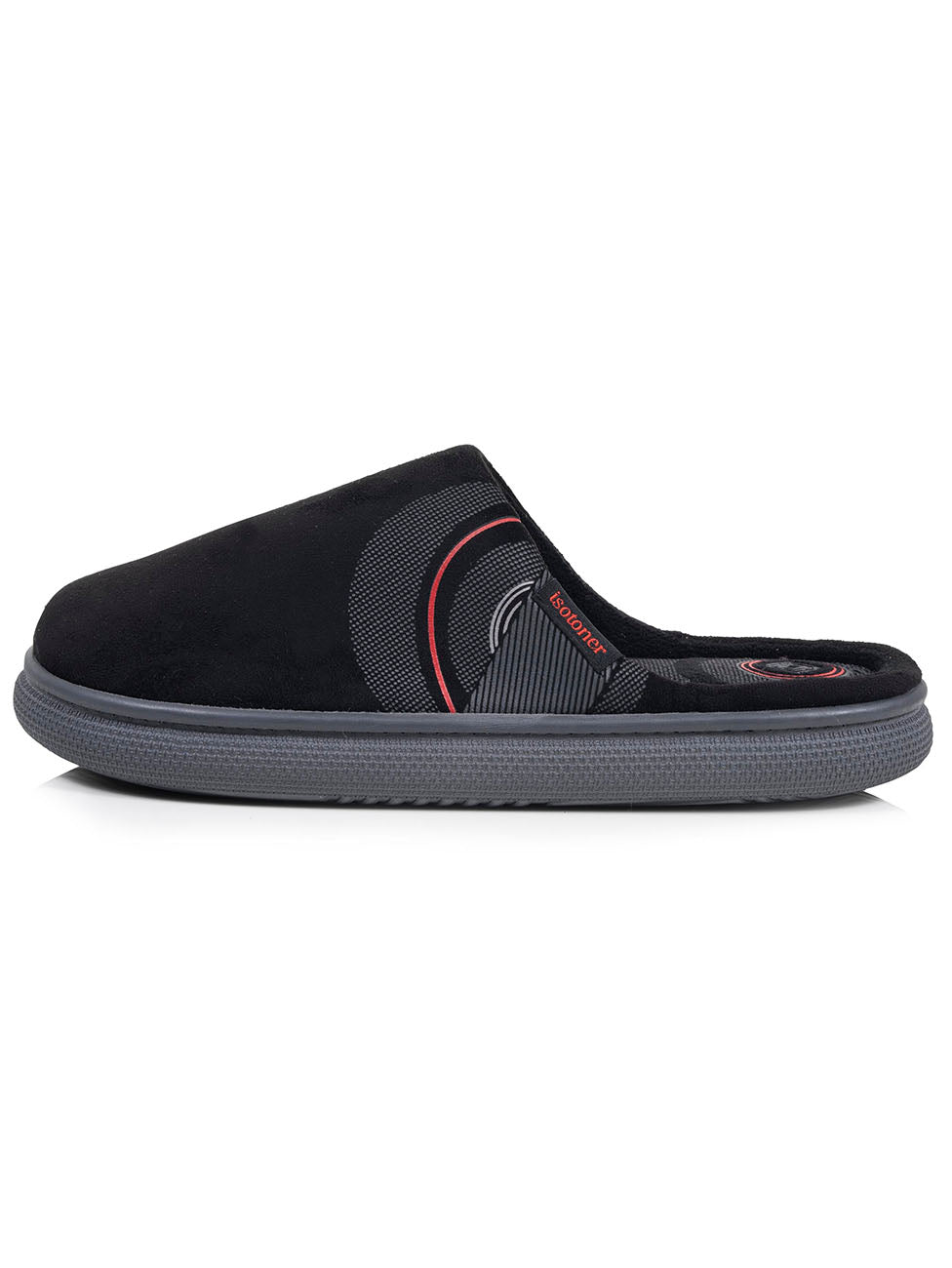 Isotoner Black Men's BLOUP Velour Mule Slippers