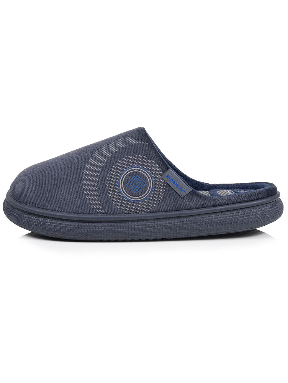 Isotoner Navy Men's BLOUP Velour Mule Slippers
