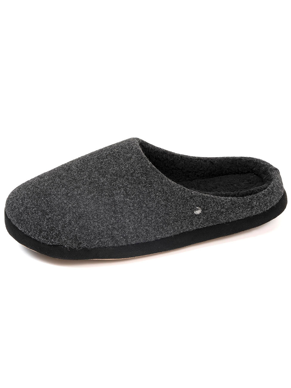 Isotoner Marl Black Men's Felt Mule Slippers