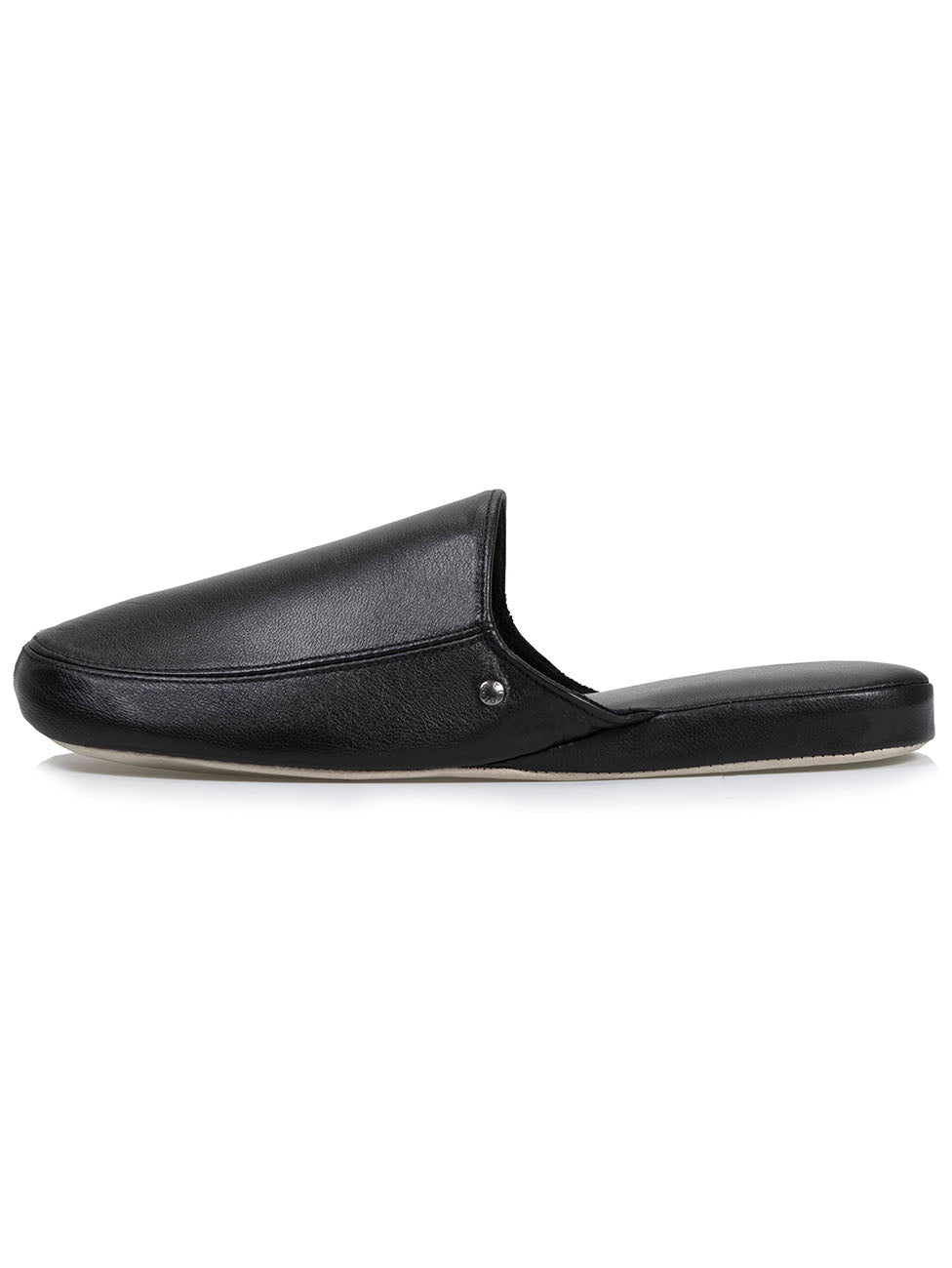 Isotoner Black Men's Vegetable-Tanned Leather Mule Slippers