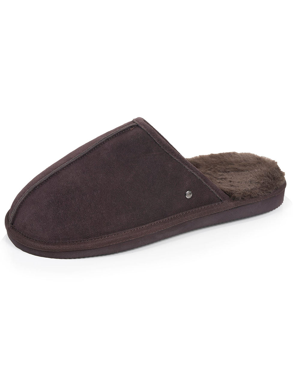 Isotoner Chocolate Men's Leather Mule Slippers