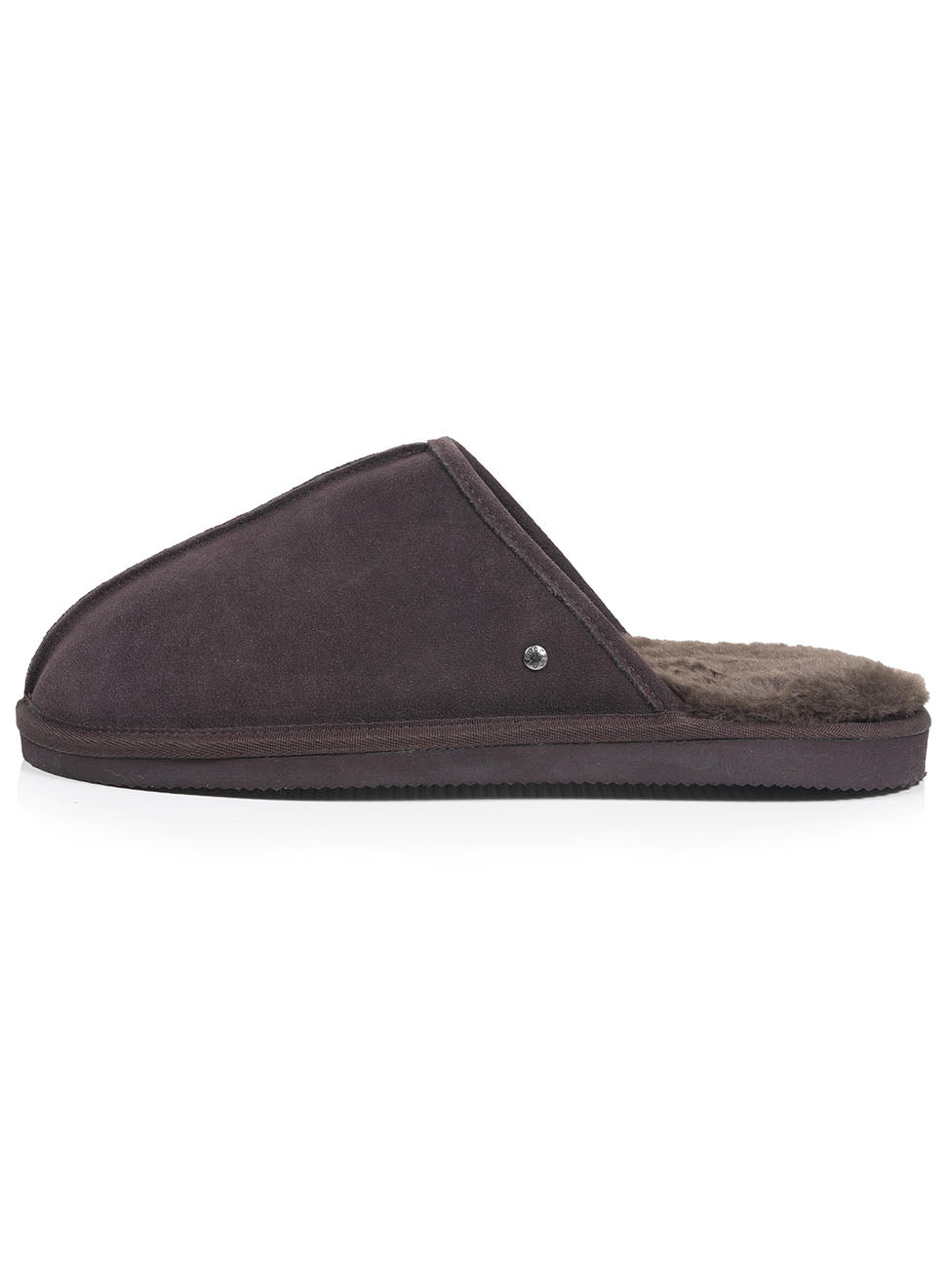 Isotoner Chocolate Men's Leather Mule Slippers
