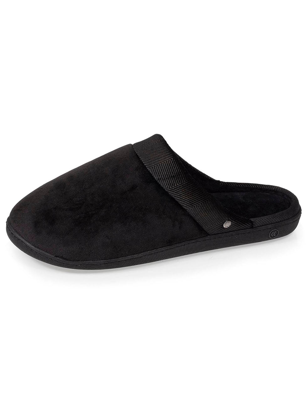 Isotoner Black/Black Men's Memory-Foam Mule Slippers