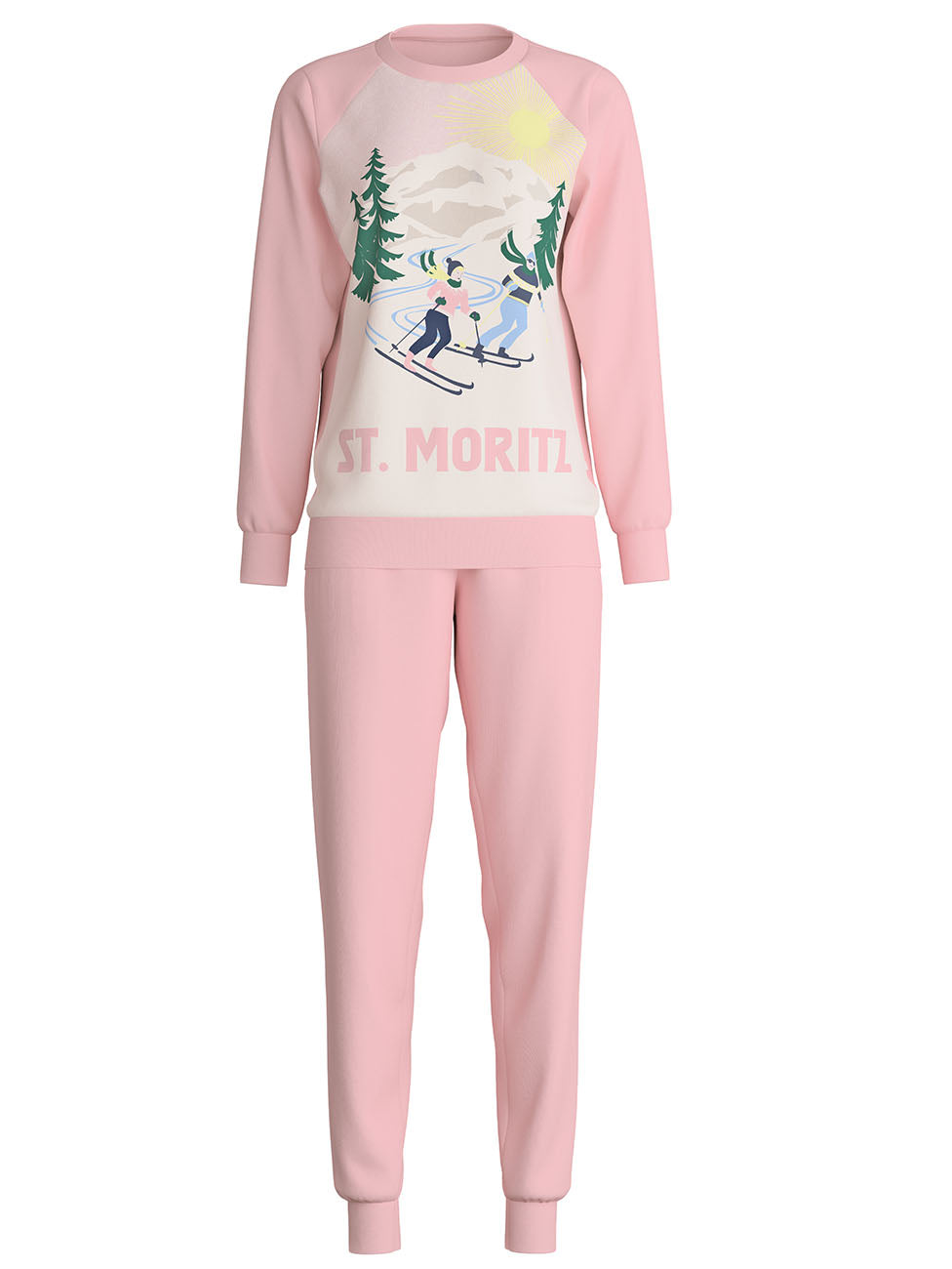 Calida Pink Ski Resort Women Cuffed Pyjama