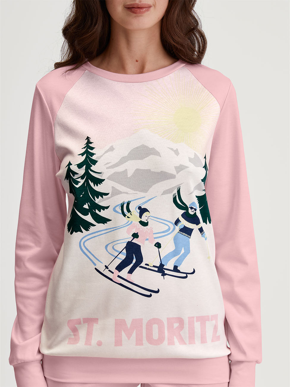 Calida Pink Ski Resort Women Cuffed Pyjama