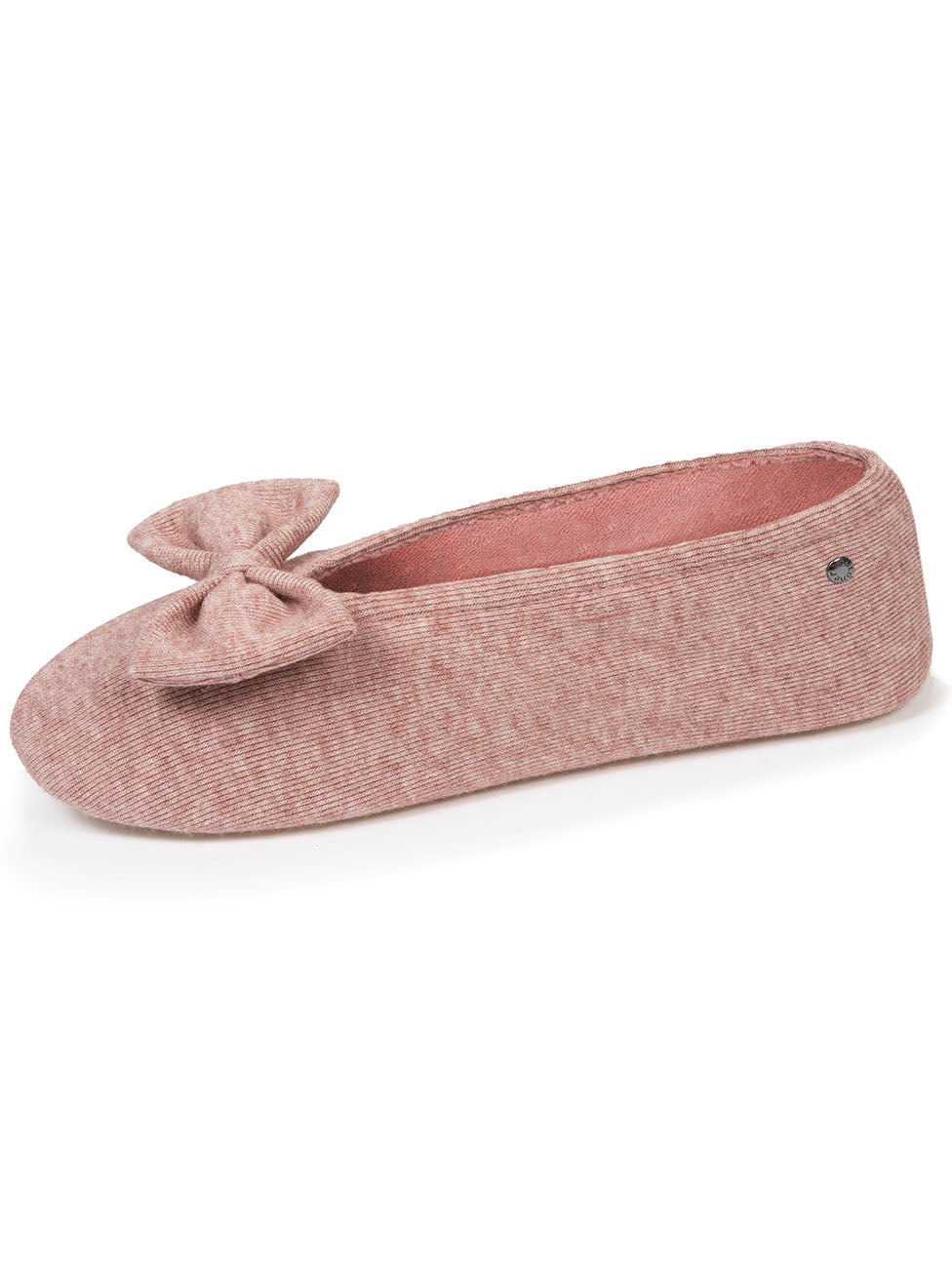 Isotoner Marl Pink Women's Knitted Ballerina Slippers