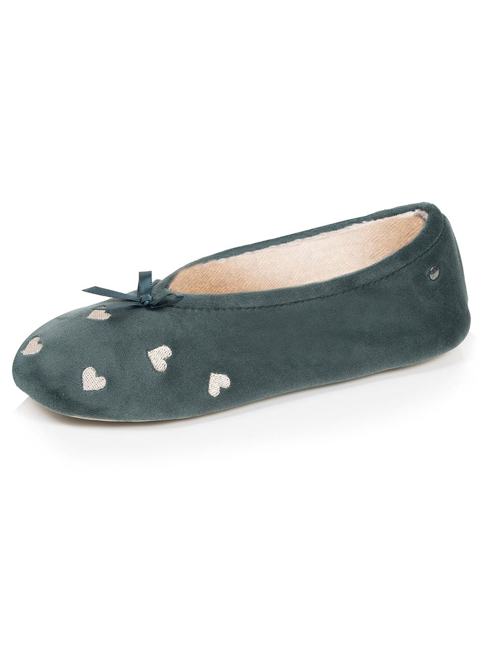 Isotoner Sage/Cream Women's Bow Ballerina Slippers