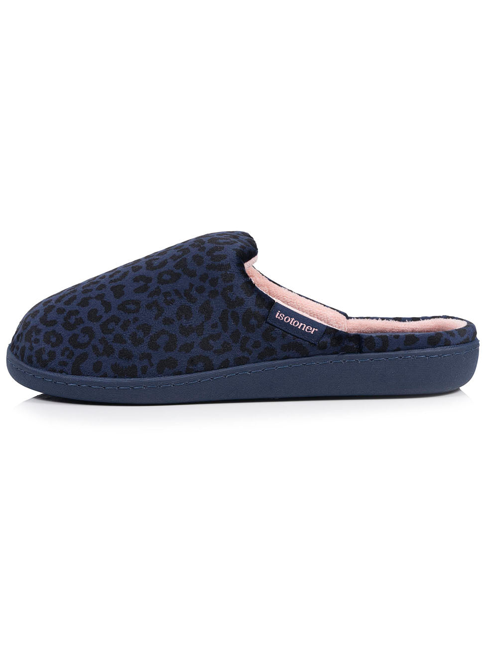 Isotoner Navy Leopard Women's Mule Slippers