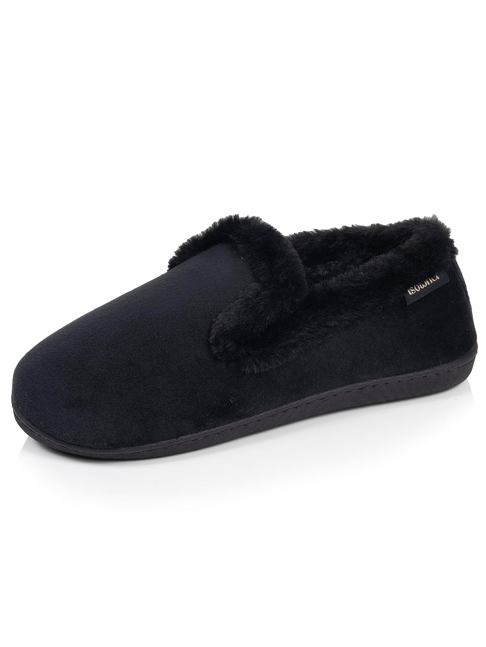 Isotoner Black Women's Velour Charentaise Slippers