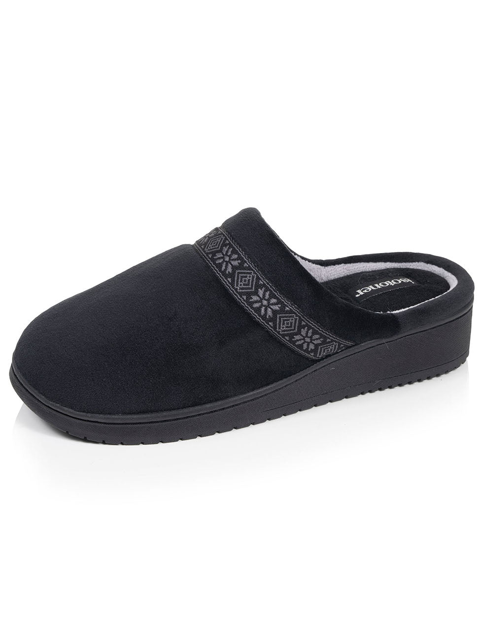 Isotoner Black Women's Heeled Mule Slippers