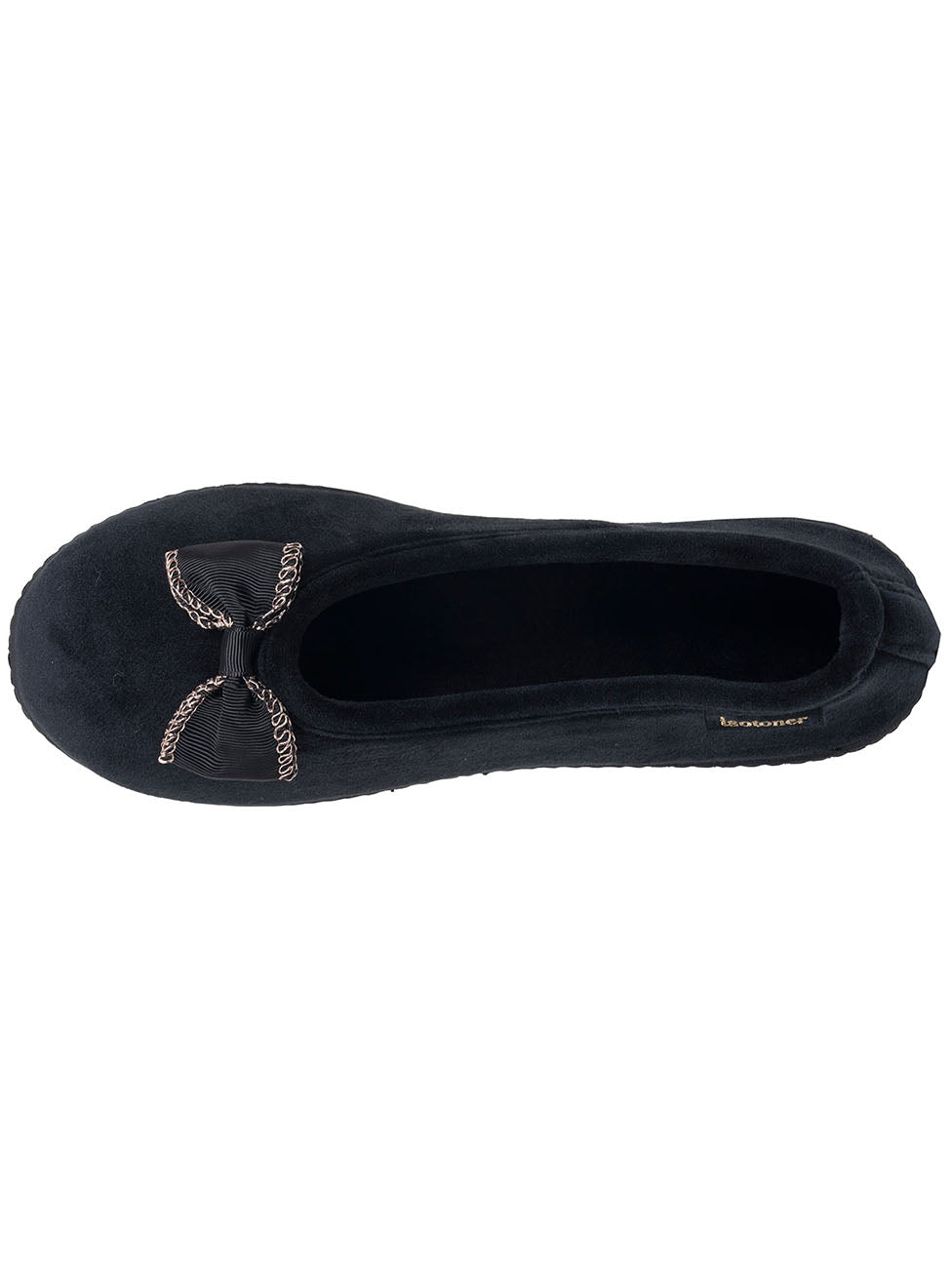 Isotoner Black Women's Chain-Detail Ballerina Slippers