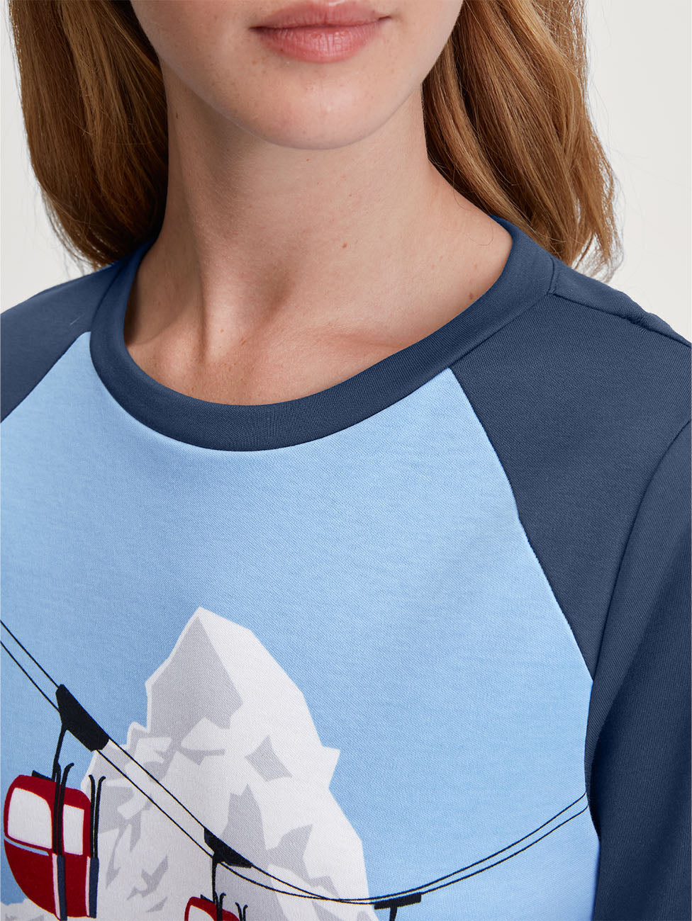 Calida Blue Ski Resort Women Cuffed Pyjama