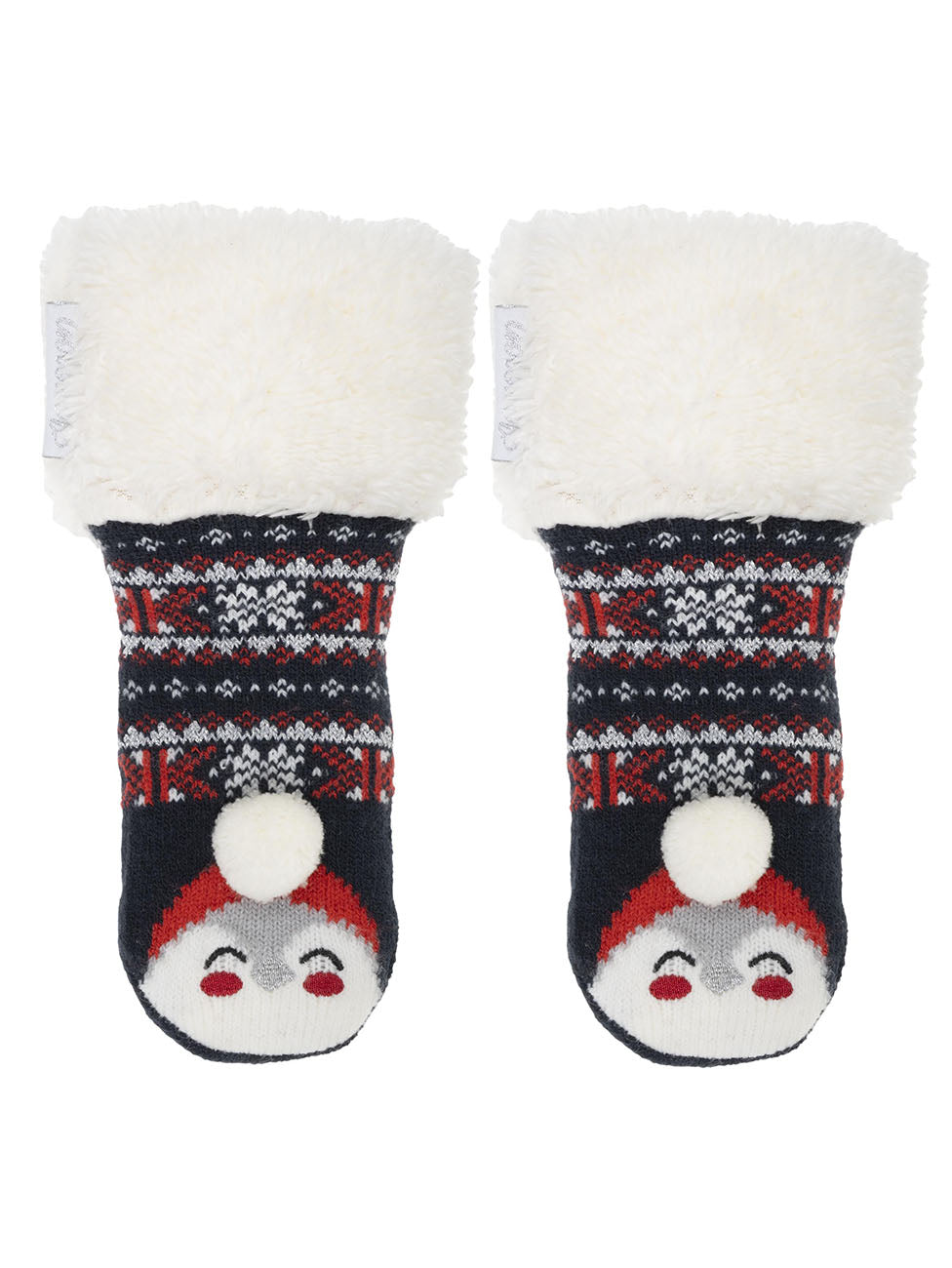 Isotoner Navy Jacquard Kids Penguin Jacquard Lined Socks