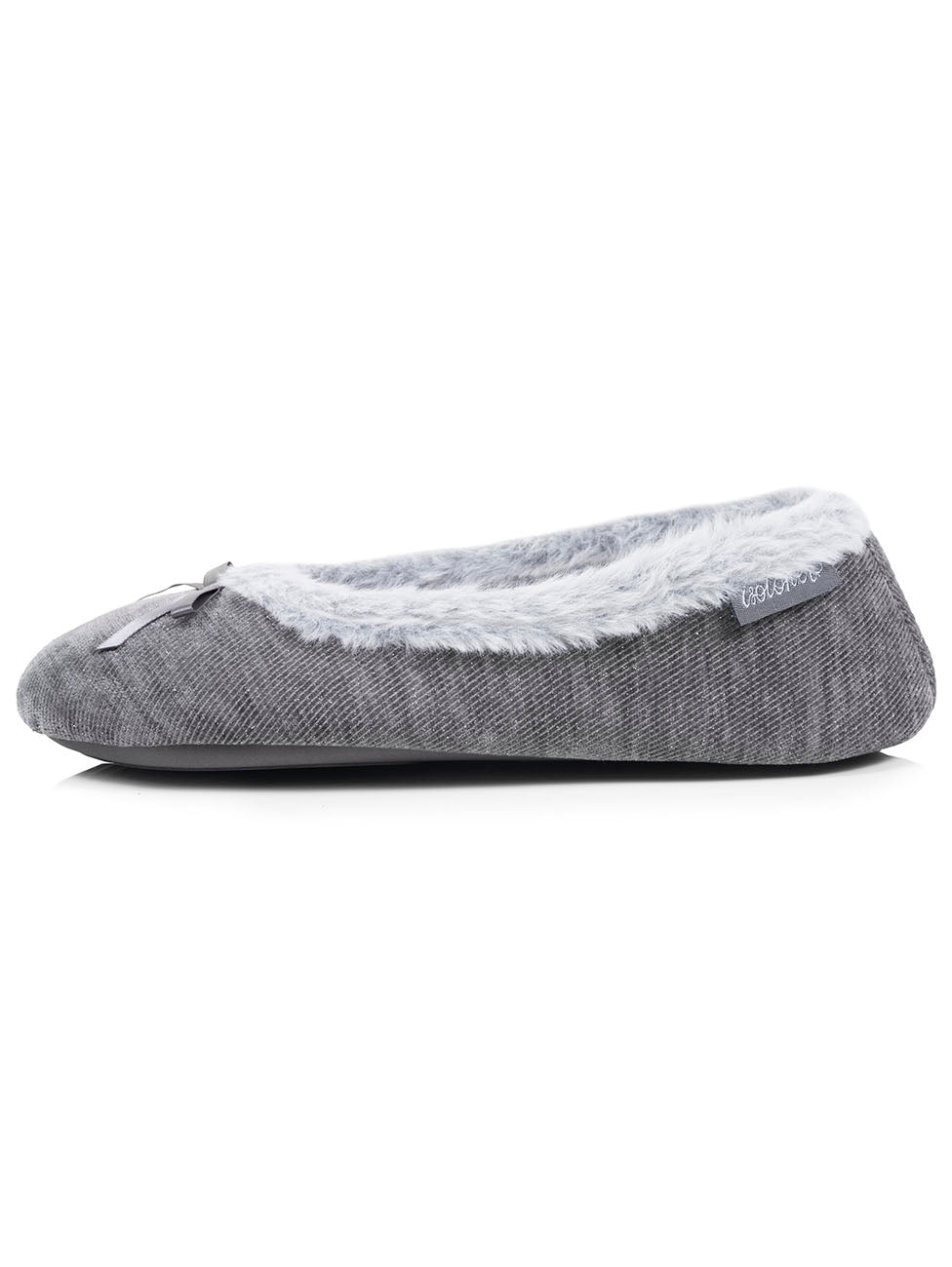 Isotoner Dark Grey Women's Sparkling Ballerina Slippers