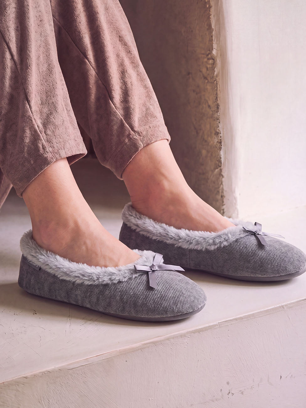 Isotoner Dark Grey Women's Sparkling Ballerina Slippers