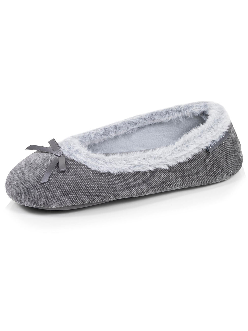Isotoner Dark Grey Women's Sparkling Ballerina Slippers