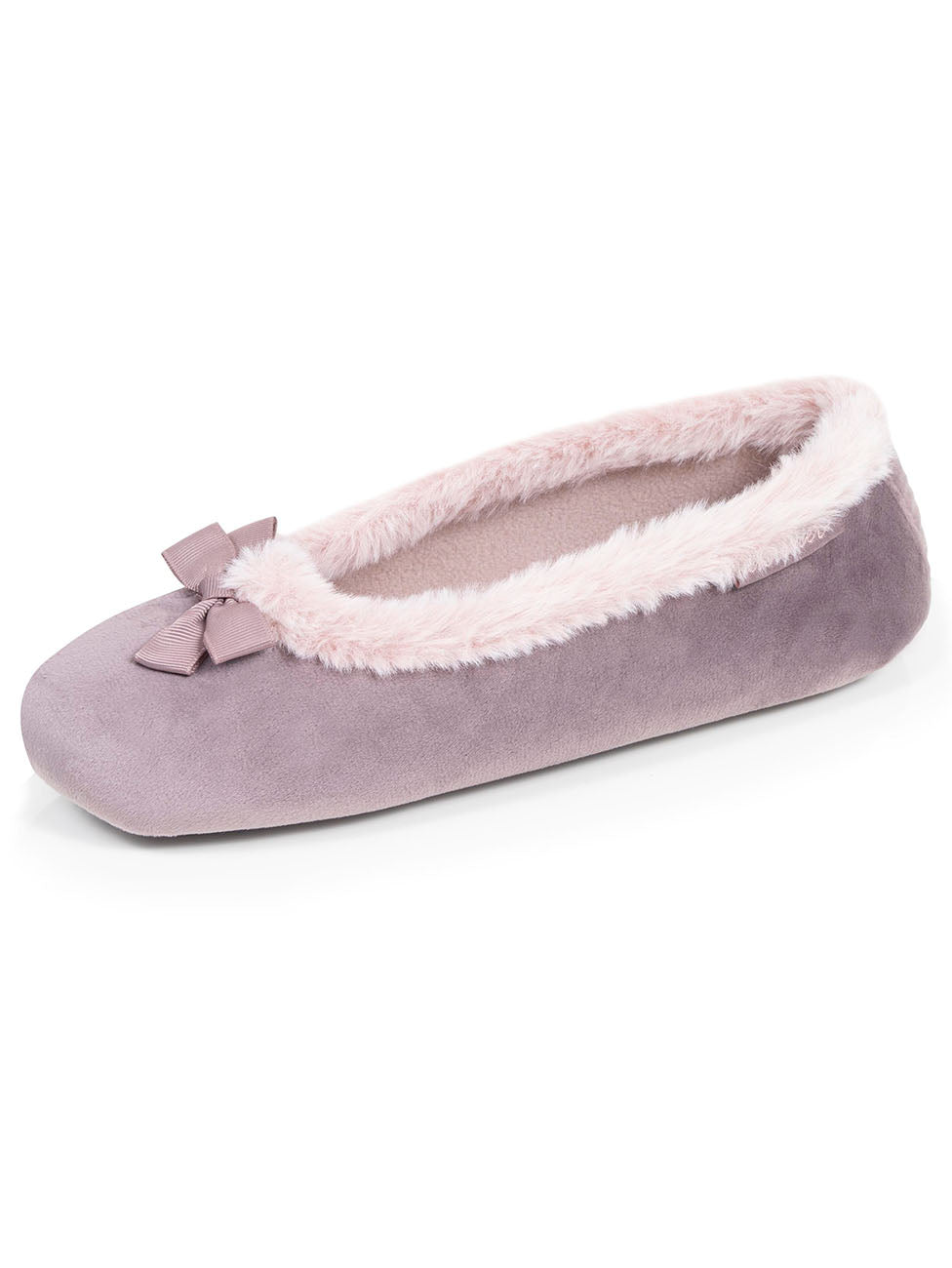 Isotoner Taupe Women's Microvelour Ballerina Slippers