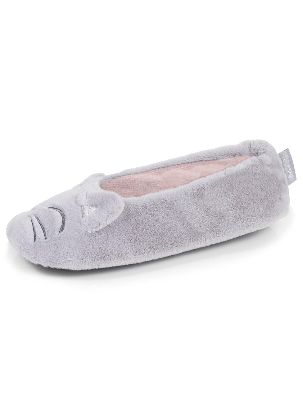 Isotoner Grey Women's 3D Faux-Fur Ballerina Slippers