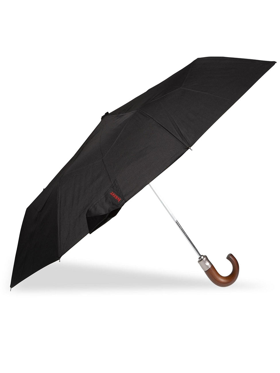 Isotoner Black DELUXE Wooden Crook X-TRA SOLIDE Umbrella