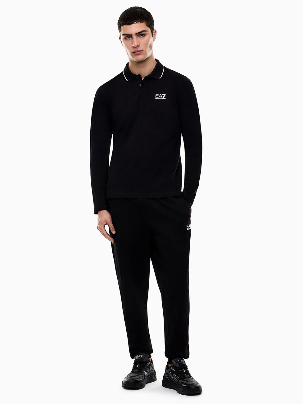 EA7 Core Identity Long-Sleeved Polo Shirt