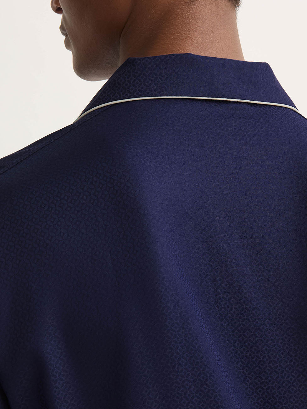 Derek Rose Navy Cotton Jacquard Classic Fit Pyjama