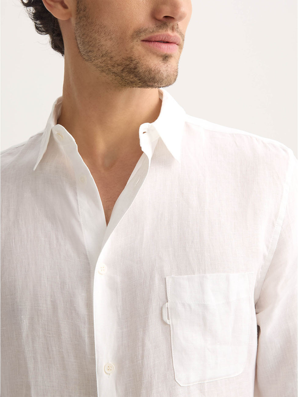Derek Rose Monaco Linen White Men's Shirt