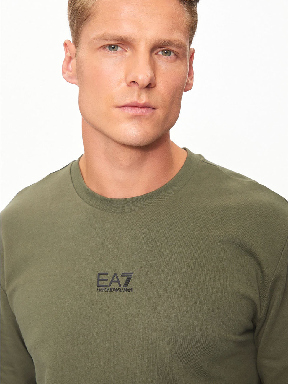 EA7 Olive-Green Core Identity Crew-neck Sweatshirt